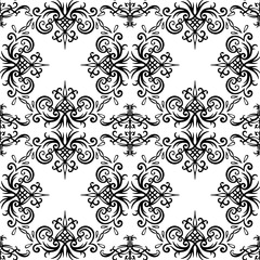 Seamless black and white vintage texture with tracery pattern. Vector pattern for fabrics, wallpapers, backgrounds and your creativity