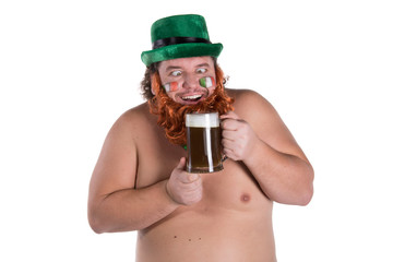 St.Patrick 's Day. Funny fat man. 