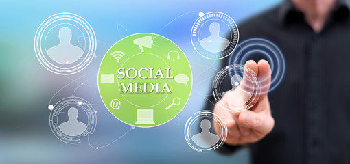 Man touching a social media concept