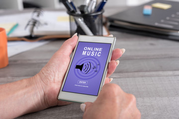 Online music concept on a smartphone