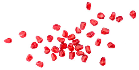 Pomegranate seeds isolated on white background