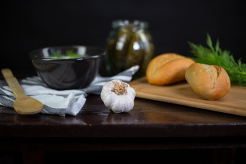 Garlic on table