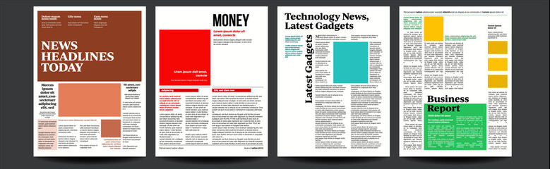 Obraz premium Newspaper Vector. With Text Article Column Design. Technology And Business News Article. Press Layout. Illustration
