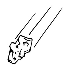 Asteroid icon. Vector illustration of a flying, falling asteroid. Hand drawn falling asteroid.