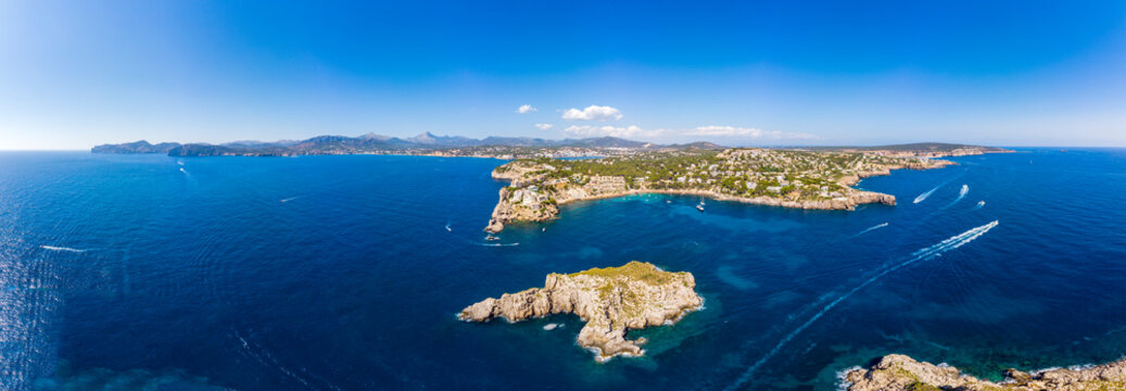 Aerial view, Islas Malgrats in, Santa Ponca, Calvia region, Mallorca, Balearic Islands, Spain