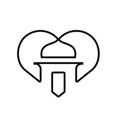 Proud to be Muslim, Mosque Symbol Combined With Heart Shape, Line Art Style Illustration