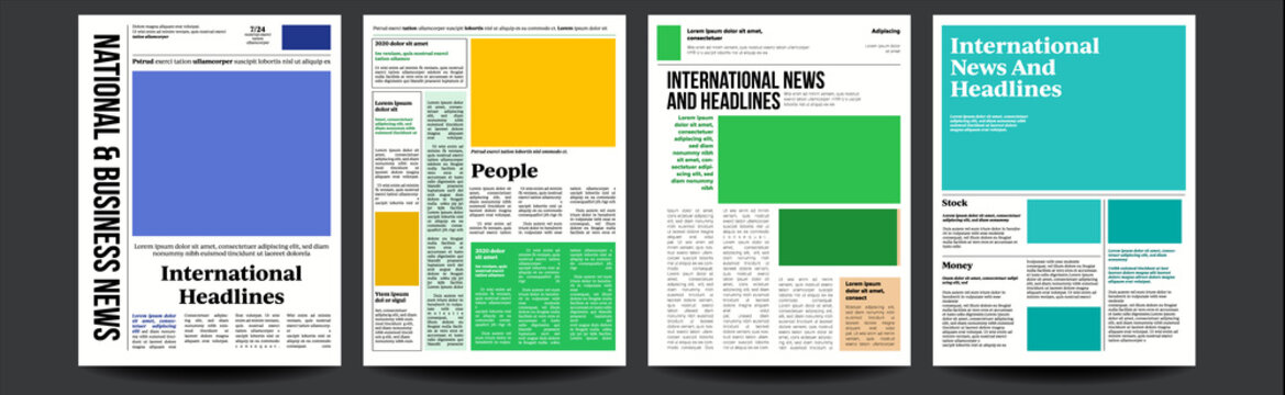 Newspaper Vector. Abstract News Template. Blank Page Spaces For Images. Breaking. Illustration