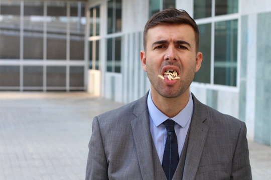 Man with parasites in his mouth 