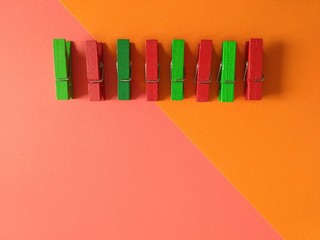 Colorful wooden clip. Group object as pattern. Can use as education or business background.