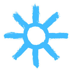 Snowflake 08 from set 04. Drawing of a snow flake hand-drawn bold brush stroke