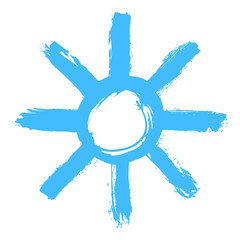 Snowflake 06 from set 04. Drawing of a snow flake hand-drawn bold brush stroke