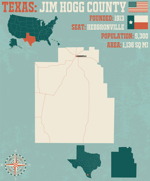Detailed map of Jim Hogg County in Texas, USA