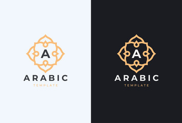 Premium monogram letter A initials logo. Luxury abc arabic logotype.  Universal symbol icon vector design.