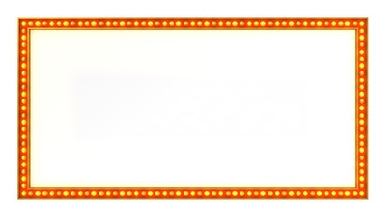 Red marquee gold light board sign retro on white background. 3d rendering