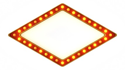 Obraz premium Red marquee gold light board sign retro on white background. 3d rendering