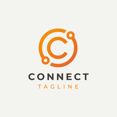 Tech Letter C Logo Icon Design Template. Technology Abstract Line Connection Circle Vector Logotype. Simple creative template.