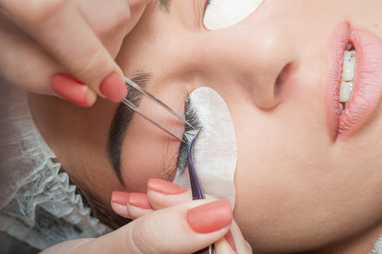 Lashmaker. Woman's lashes extension. special cosmetic face stickers.