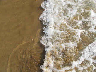 Atmosphere in the Sea Area, Beautiful Waves on the Beach