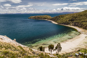 View at a beach in Isla del Sol, Titicaca, Bolivia