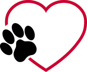 Katzenpfote und Herz, Pfote, Katze, Logo