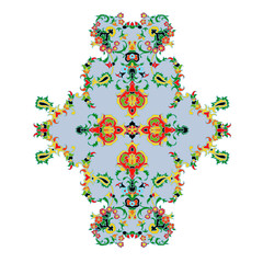 motif, modèle, floral, coloré, bleu, chargé, conception, décoration, ornement, animaux, oriental, tapie, tissu, art, 