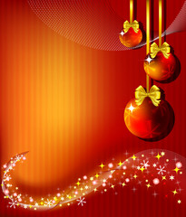 christmas red background with balls