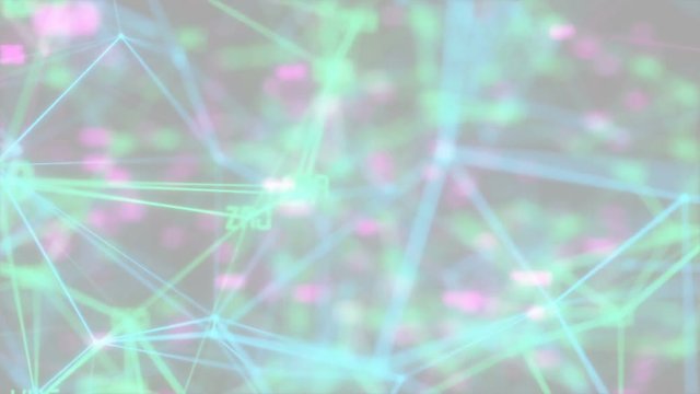 Neon background.Abstract digital data plexus nodes and connection paths within any type of network or system. Seamless Loop.