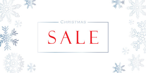 winter holidays christmas sale banner with snowflakes and white background vector illustration EPS10