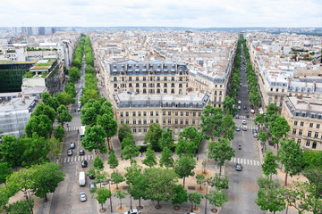 Paris aerial view with long avenues