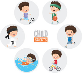 Vector Illustration Of Child Sports