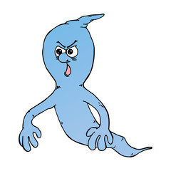 Ghost icon. Vector of an evil ghost. Hand drawn cartoon evil ghost.