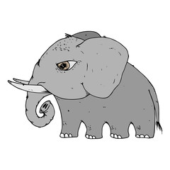 Elephant icon. Vector illustration of cartoon elephant. Hand drawn cute elephant.