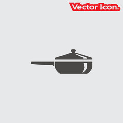 Frying pan. icon isolated sign symbol and flat style for app, web and digital design. Vector illustration.