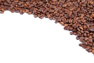 Coffee beans isolated on a white background.