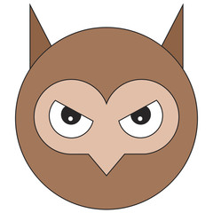 Head of owl in cartoon flat style.