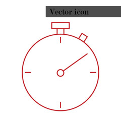 Stopwatch icon. Vector illustration of a round stopwatch with arrows.