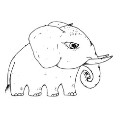 Elephant icon. Vector illustration of cartoon elephant. Hand drawn cute elephant.