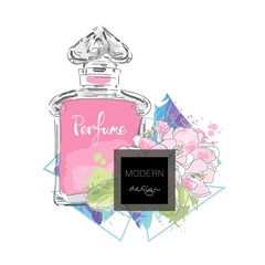 Beautiful perfume bottle. Vector illustration.