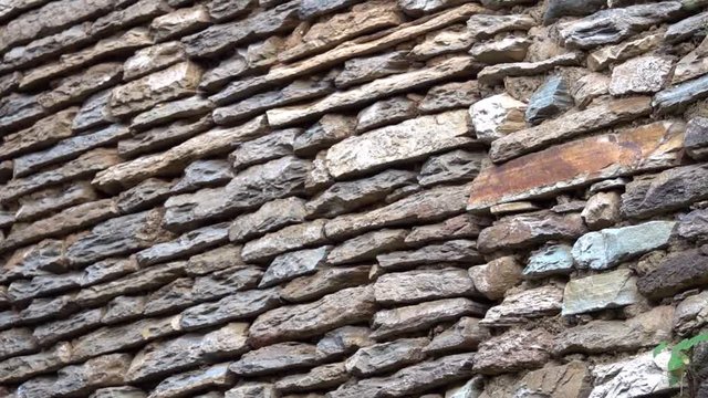 Stone Retaining Wall of Traditional Rural House in Nepal