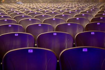 Obraz premium Empty comfortable chairs seats with numbers in hall