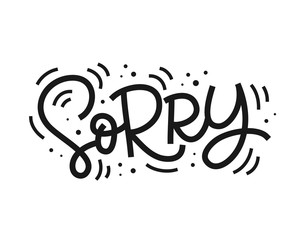 Sorry hand lettering, isolated on white