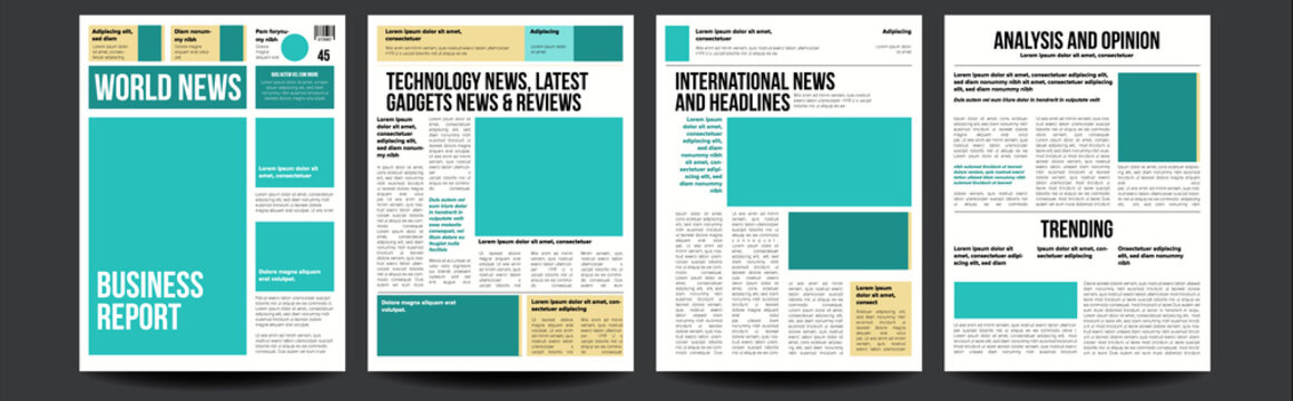 Newspaper Vector. Realistic Pages Template. News Page Layout. Columns And Photos. Illustration
