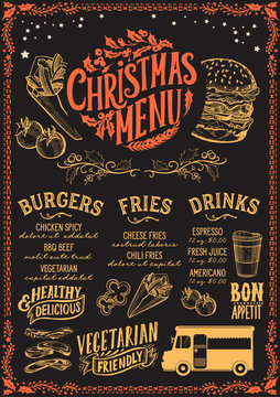 Christmas menu template for food truck.