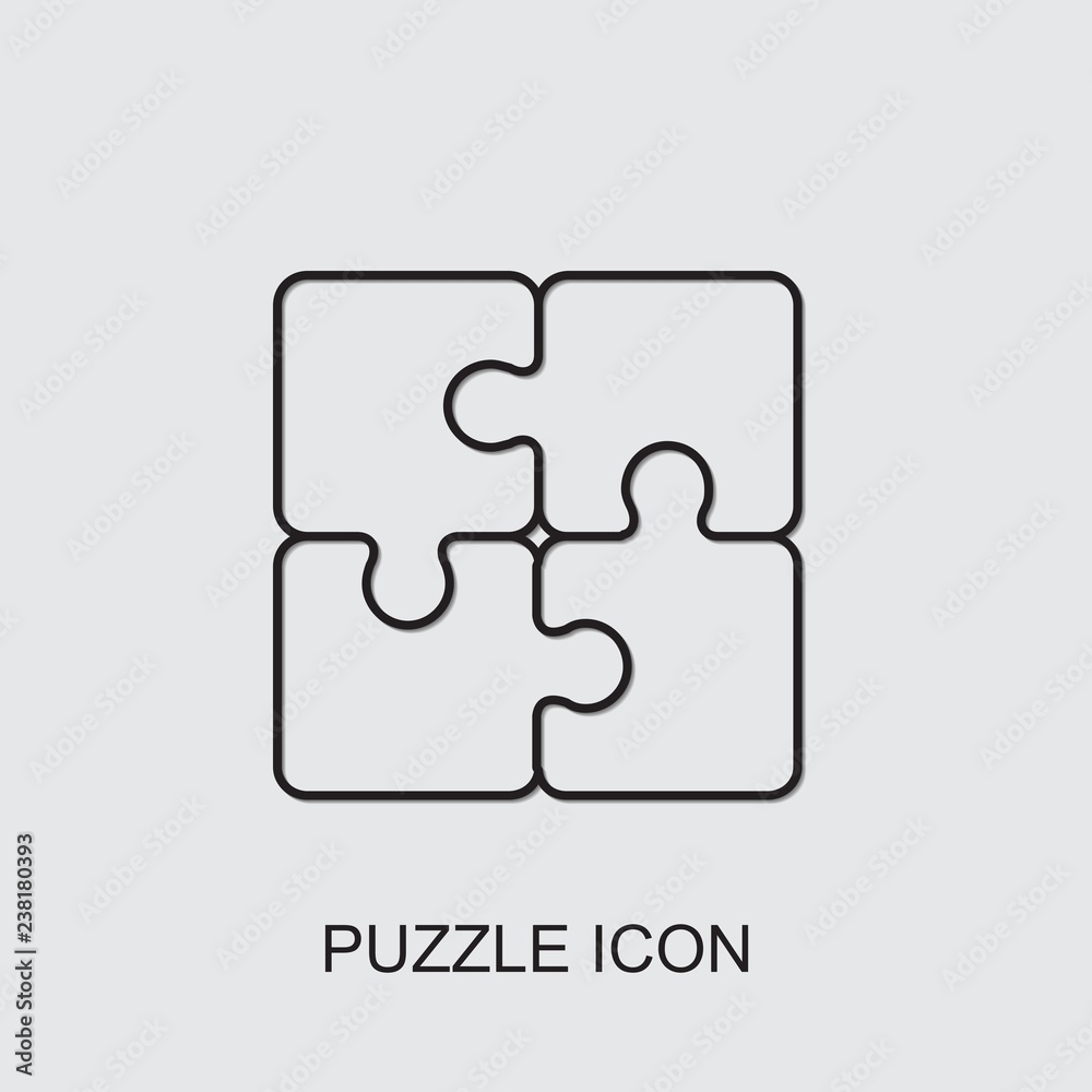 Poster puzzle icon . Editable line puzzle icon from company. Trendy puzzle icon for web and mobile.