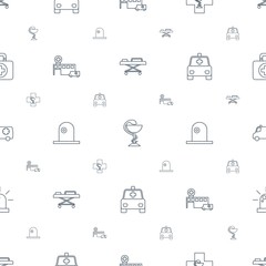 ambulance icons pattern seamless white background. Included editable line hospital stretch, medicine, pharmacy, hospital, siren, first aid icons. ambulance icons for web and mobile.
