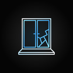 Broken window vector creative icon or sign in outline style on dark background