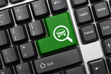 Conceptual keyboard - Search (green key with loupe and car symbols)