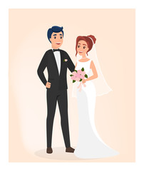 Wedding couple on the photo for memory