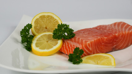 peace of raw fresh salmon