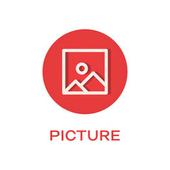 Picture round flat icon, image symbol